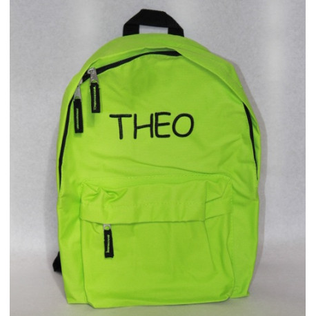 Limegrøn rygsæk med navn på