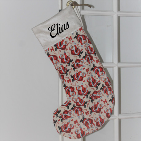 Julesok med julemænd, sklik stokke og navn på