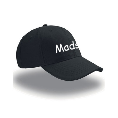 Sort voksen kasket med navn på