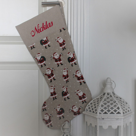 Julesok med julenisser og navn på