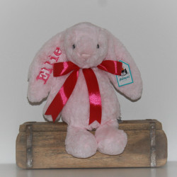 Jellycat  lyserød kanin bamse med navn på