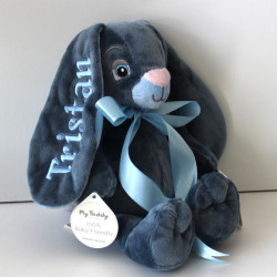 MyTeddy mørkeblå kanin bamse med navn på
