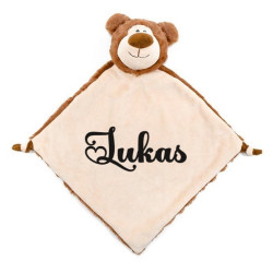 Cubbies brun bamse sutteklud med navn på