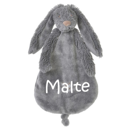 Happy Horse kanin sutteklud med navn på.