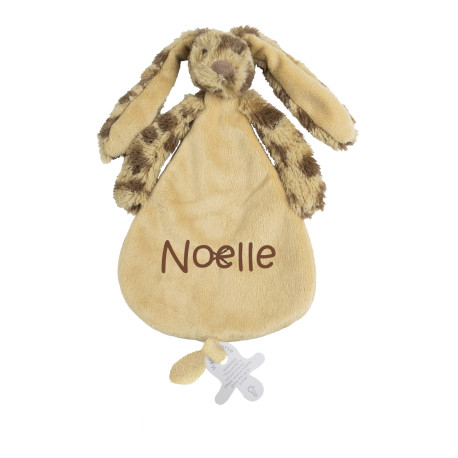 Happy Horse plettet kanin sutteklud med navn på.