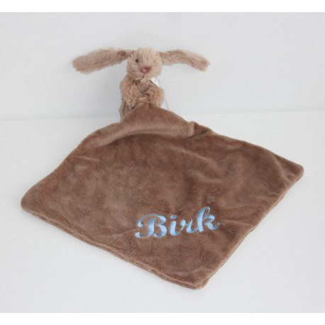 Happy Horse Clay brun sutteklud med kanin og navn på.