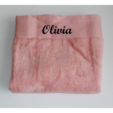 Laksefarvet luksus håndklæde med navn på