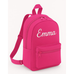 Pink mini rygsæk med navn på