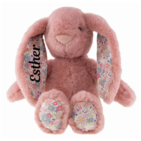 Tinka rosa med blomster kanin bamse med navn