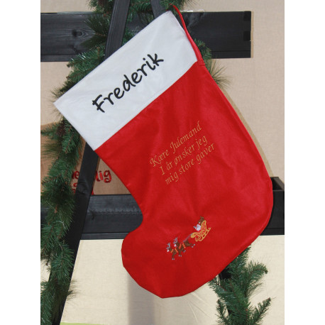 Ekstra stor Julesok med navn, julemand og sjov tekst