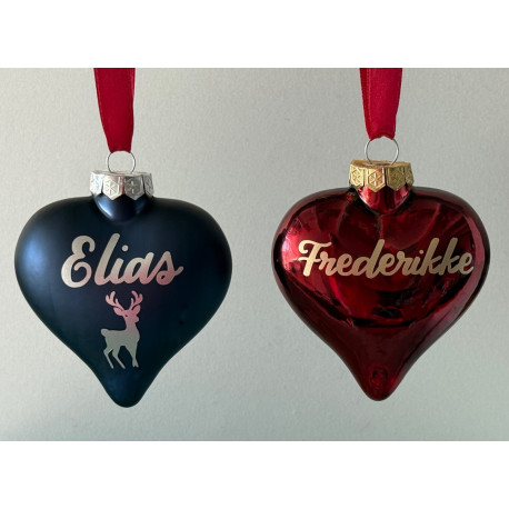 Julekugle hjerte med navn på