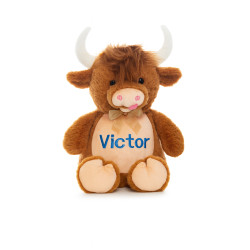 Sød Højlands ko bamse fra Cubbies med broderet navn eller tekst