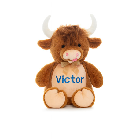 Sød Højlands ko bamse fra Cubbies med broderet navn eller tekst