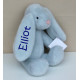 Lyseblå Tinka kanin bamse med navn broderet på øret