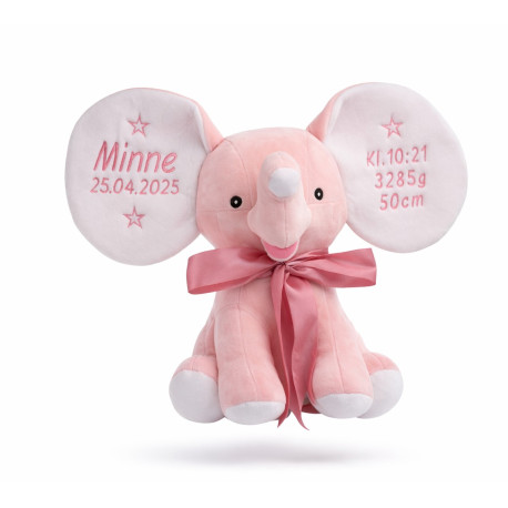 Cubbies personlig Stor bamse elefant i lyserød med navn på