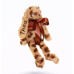 plettet kanin bamse med navn broderet 28cm