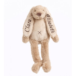 Beige kanin bamse med navn på 38cm