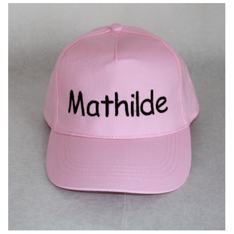Lyserød børne kasket med navn på