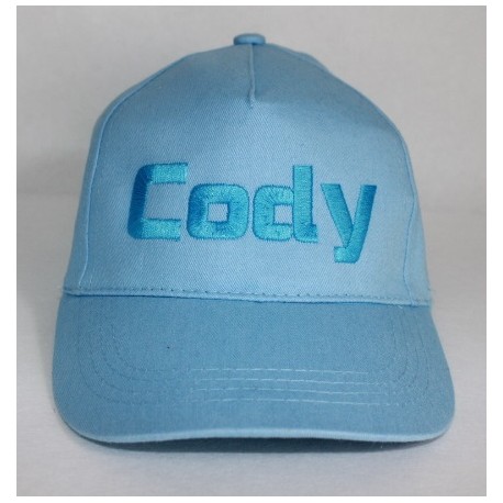 Lyseblå børne kasket med navn på